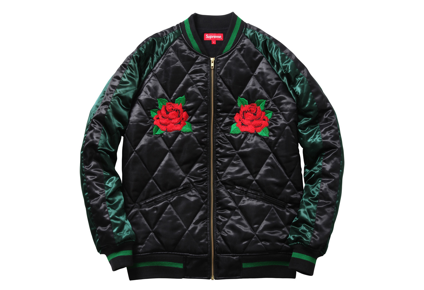 Supreme 13AW "QUILTED SATIN BOMBER JKT"